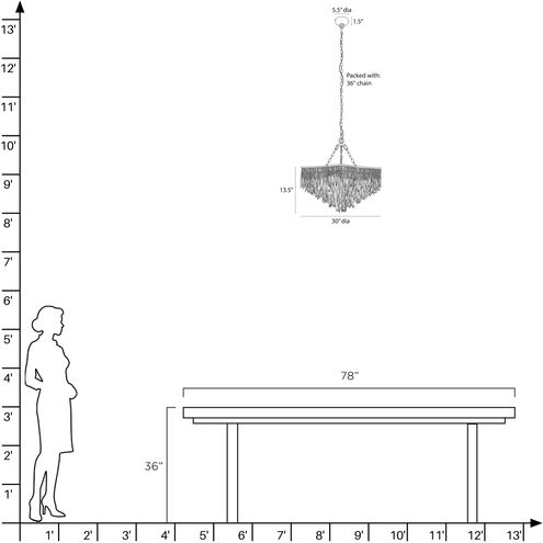 Josephine 6 Light 30 inch Natural and White Chandelier Ceiling Light
