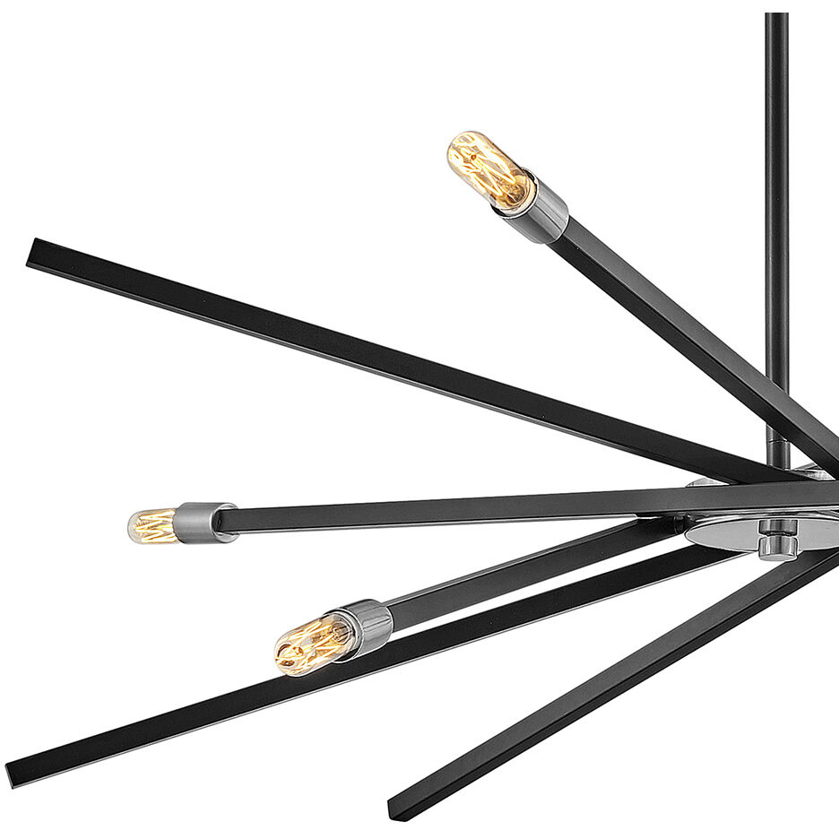 Archer 6 Light 42.5 inch Satin Black with Brushed Nickel Indoor Chandelier Ceiling Light