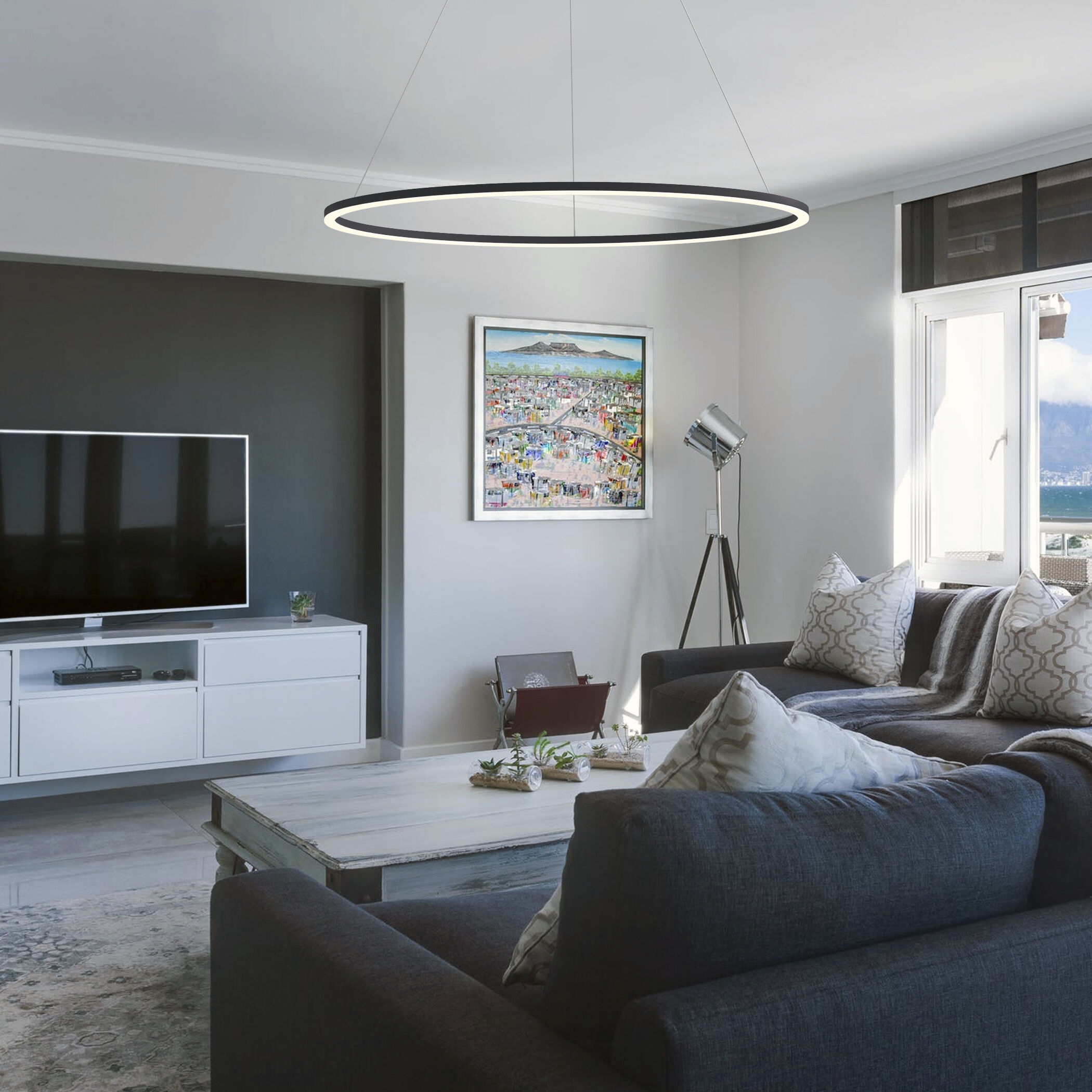 Tania 51.25 inch Black Chandelier Ceiling Light