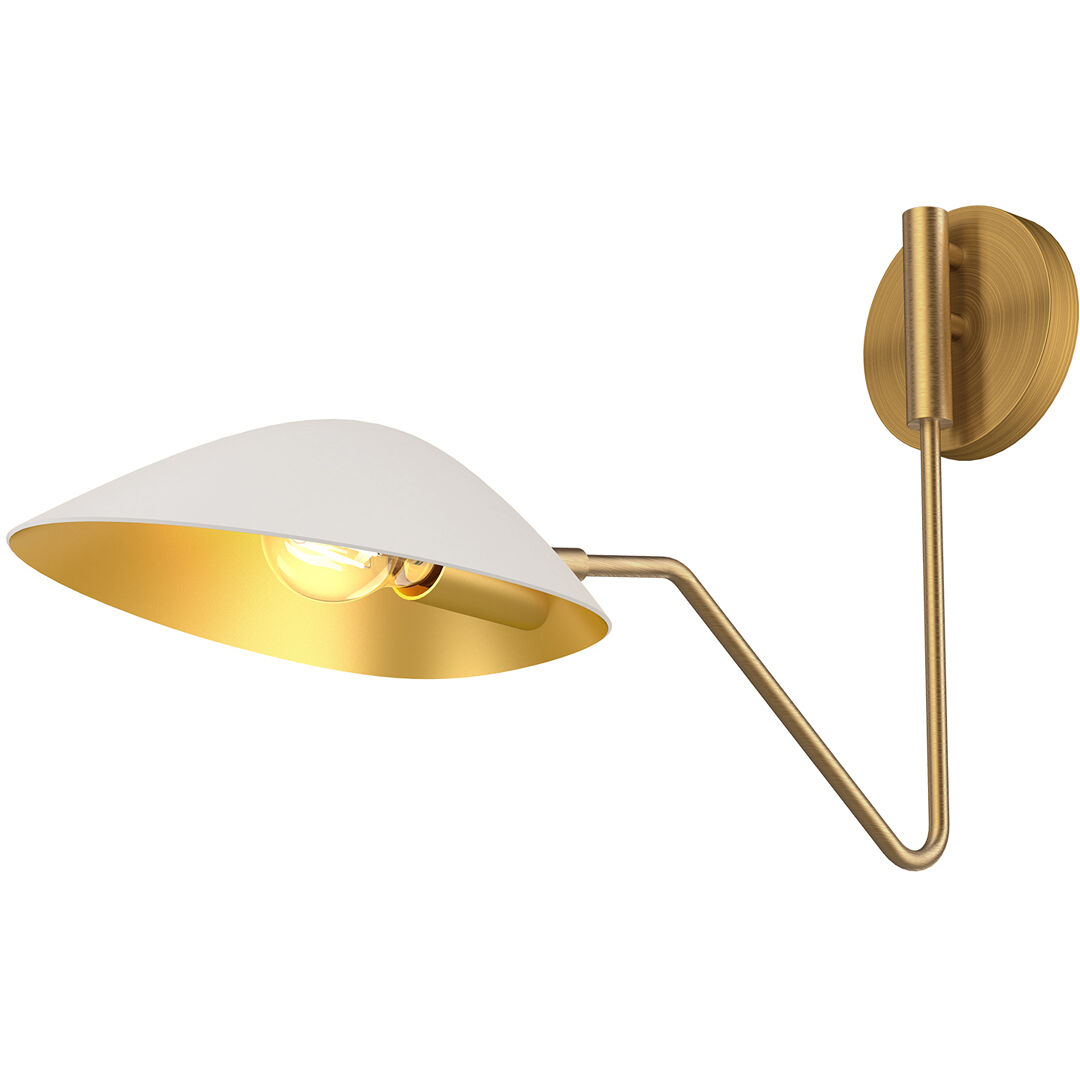 Alora Mood Oscar Wall/Vanity Light Wall Light in Aged Gold and White