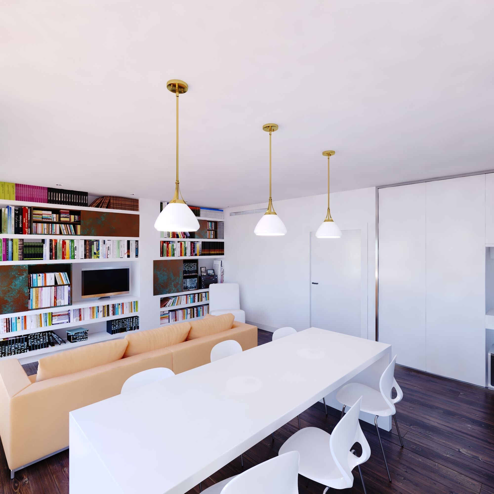 Dayna LED 10 inch Satin Brass and Glossy White with Matte White Pendant Ceiling Light