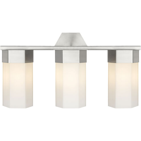 Claverack 3 Light 22.38 inch Satin Nickel Bath Vanity Light Wall Light in Matte White Glass