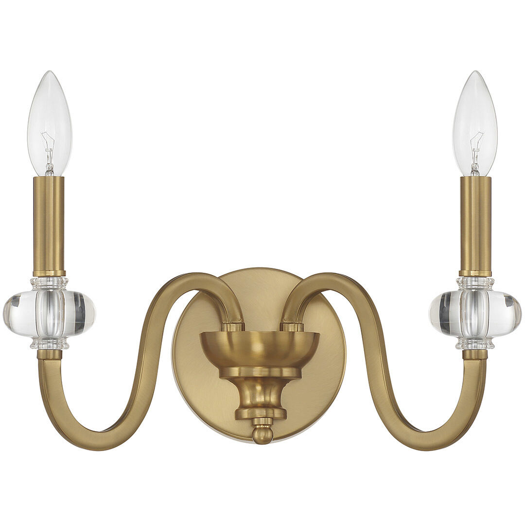 Bergdorf 2 Light 14 inch Warm Brass Sconce Wall Light
