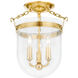 Rousham 3 Light 12.75 inch Aged Brass Semi Flush Ceiling Light