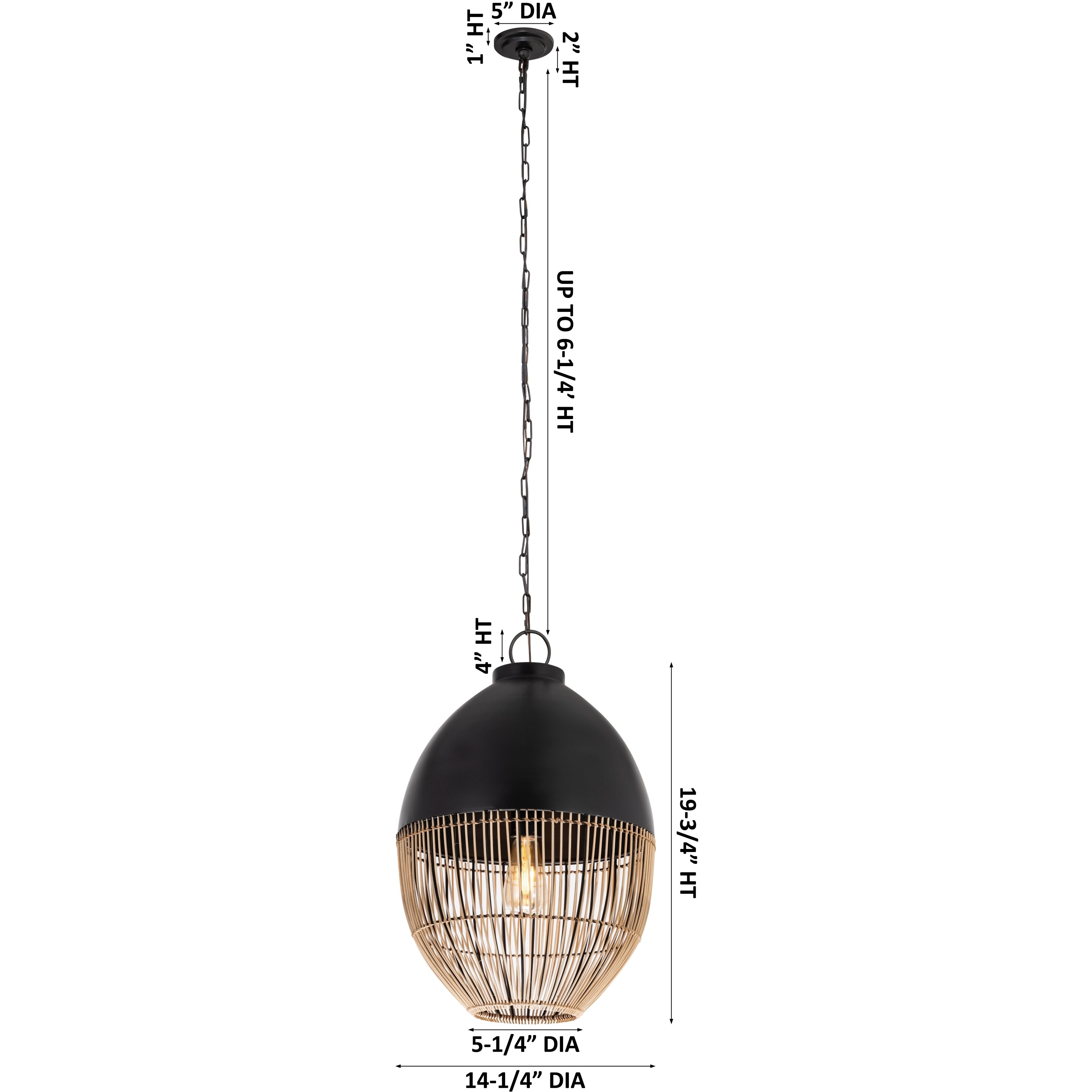 Bismark 1 Light 14.25 inch Matte Black Pendant Ceiling Light