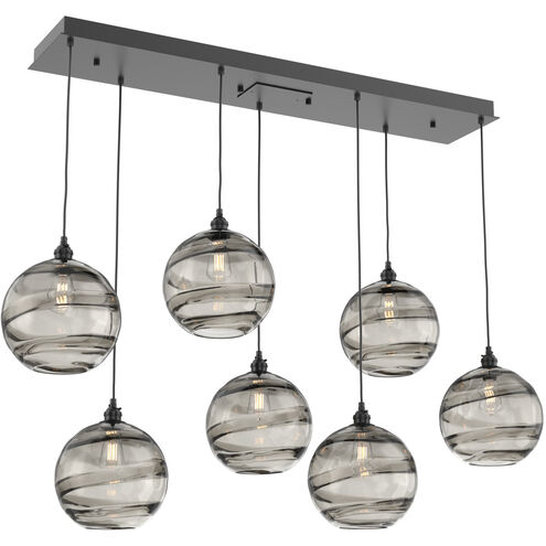 Terra 7 Light Matte Black Linear Pendant Ceiling Light in Terra Smoke, Multi-Port