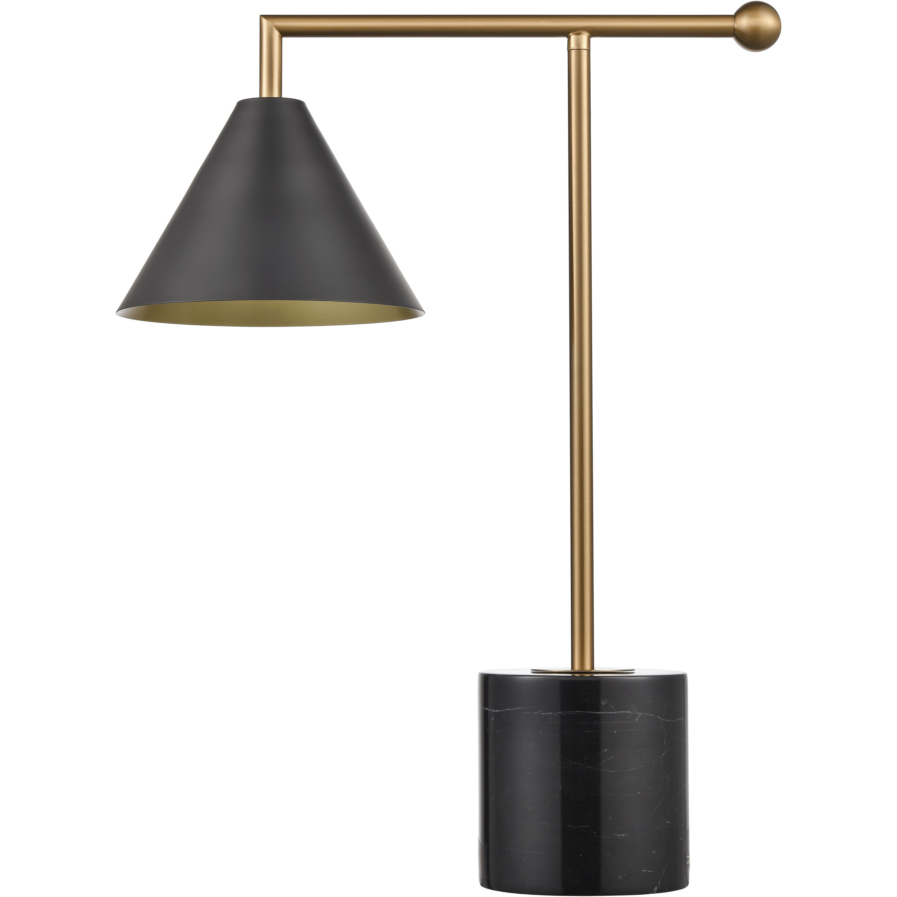 Halton 20 inch 40 watt Black with Satin Brass Desk Lamp Portable Light