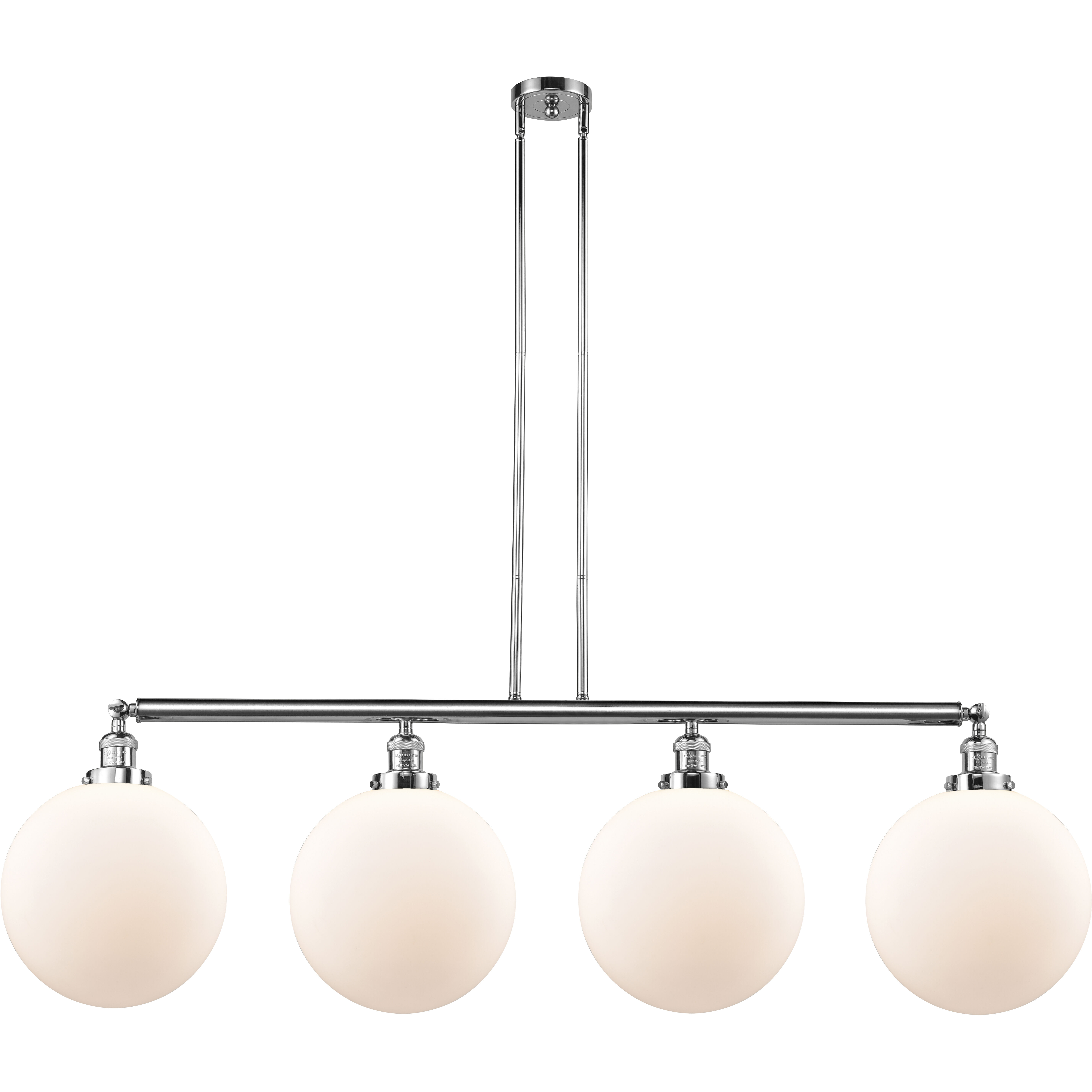 Franklin Restoration XX-Large Beacon 4 Light 56 inch Polished Chrome Island Light Ceiling Light in Matte White Glass, Franklin Restoration