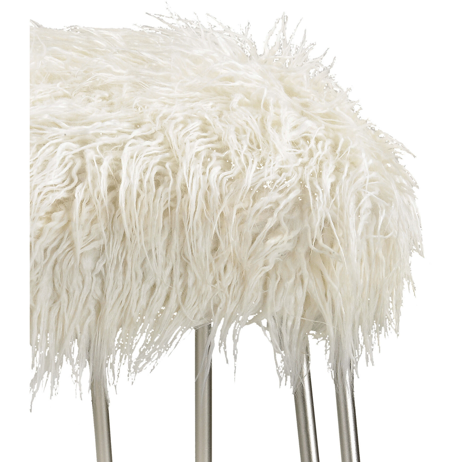 Betty 20.5 inch White with Silver Vanity Stool