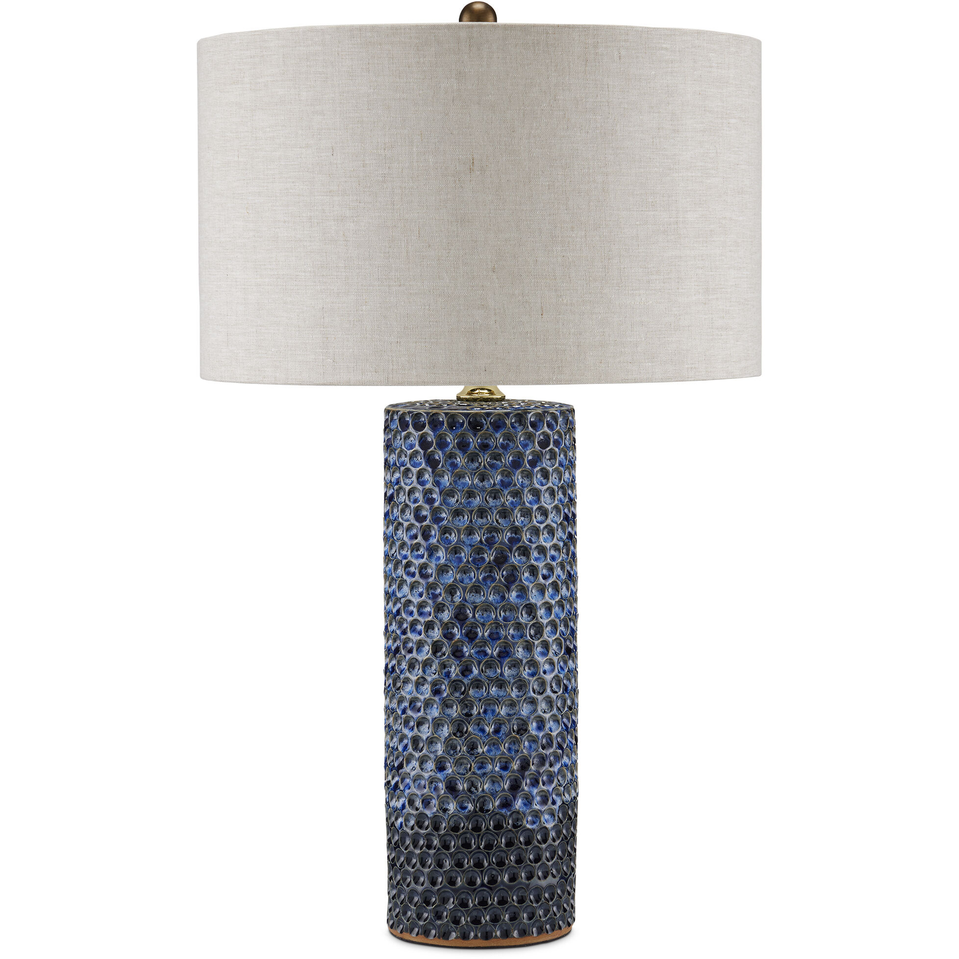 Polka Dot 28.25 inch 150 watt Reactive Blue and Polished Brass Table Lamp Portable Light