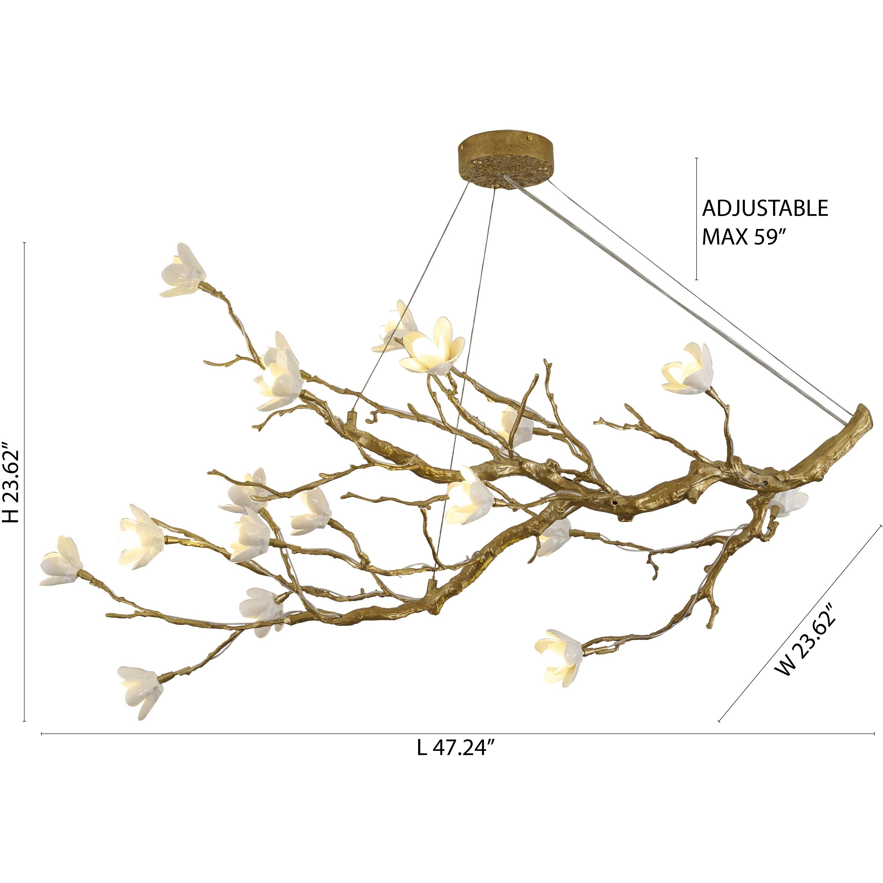 CC Series 18 Light 23.62 inch Brass Chandelier Ceiling Light