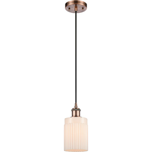 Ballston Hadley 1 Light 5 inch Antique Copper Mini Pendant Ceiling Light in Matte White Glass, Ballston