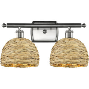 Woven Rattan 2 Light 18.00 inch Bathroom Vanity Light