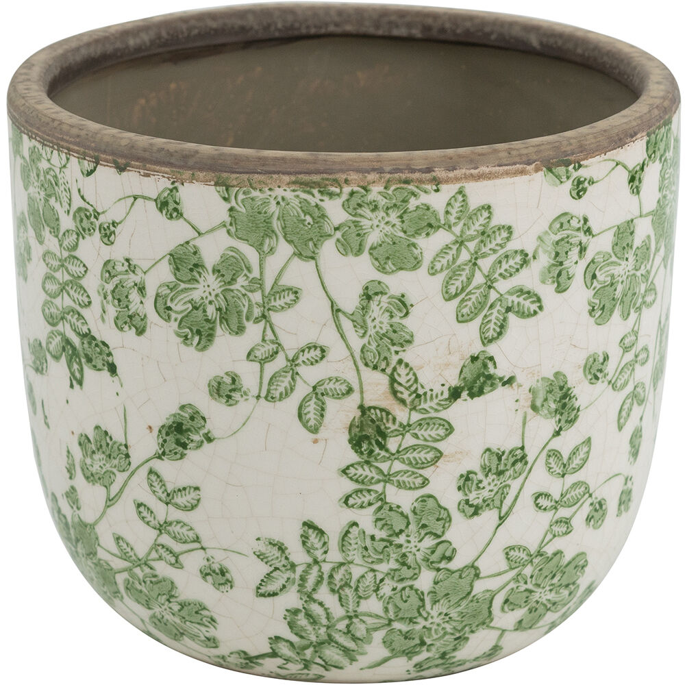 Flower Green and White Planter