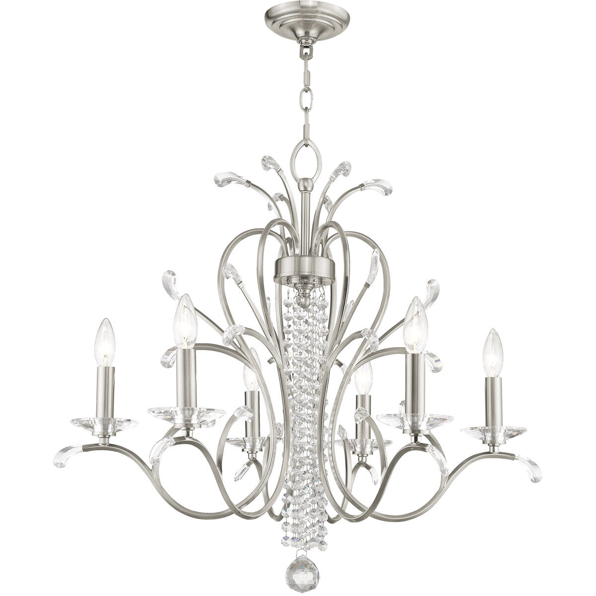 Serafina 6 Light 28 inch Brushed Nickel Chandelier Ceiling Light