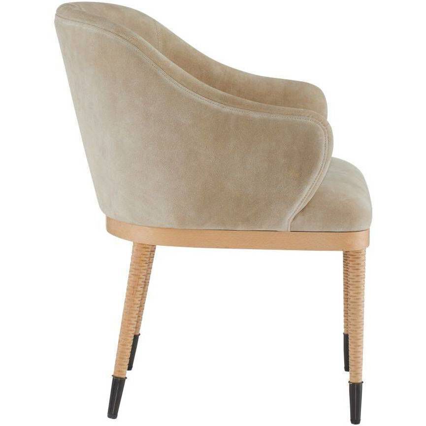 Hershel Taupe Suede and Blonde Beech Wood with Blackened Bronze Dining Chair