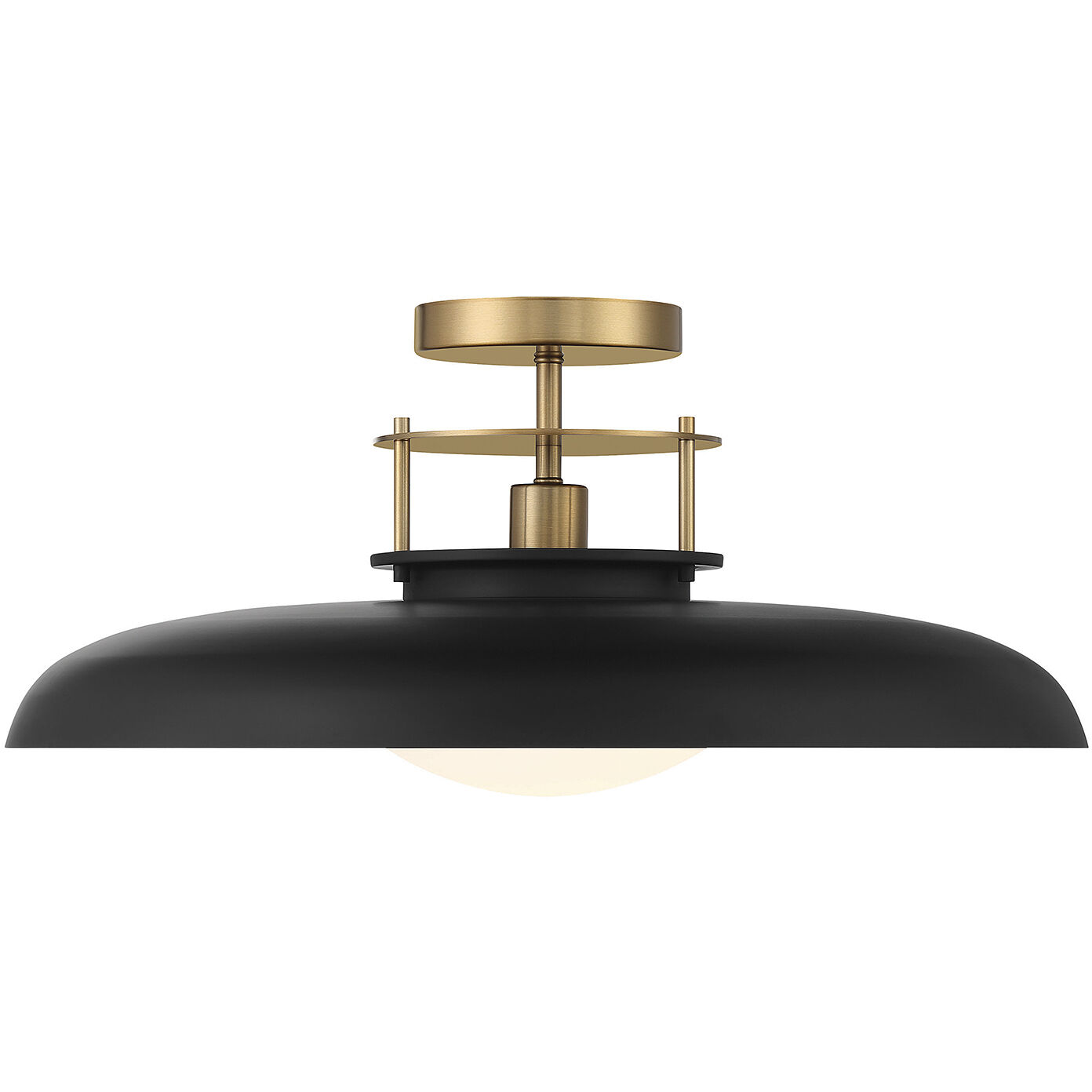 Gavin 1 Light 20 inch Black with Warm Brass Accents Semi-Flush Ceiling Light