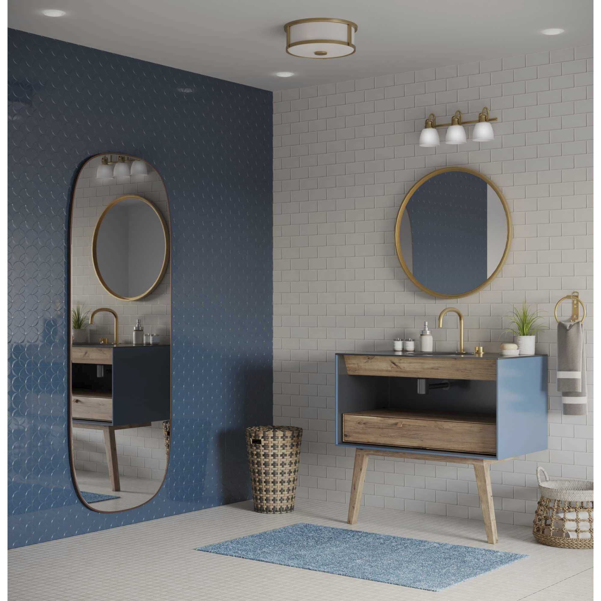 Preston 3 Light 22.12 inch Vintage Brass Vanity Light Wall Light