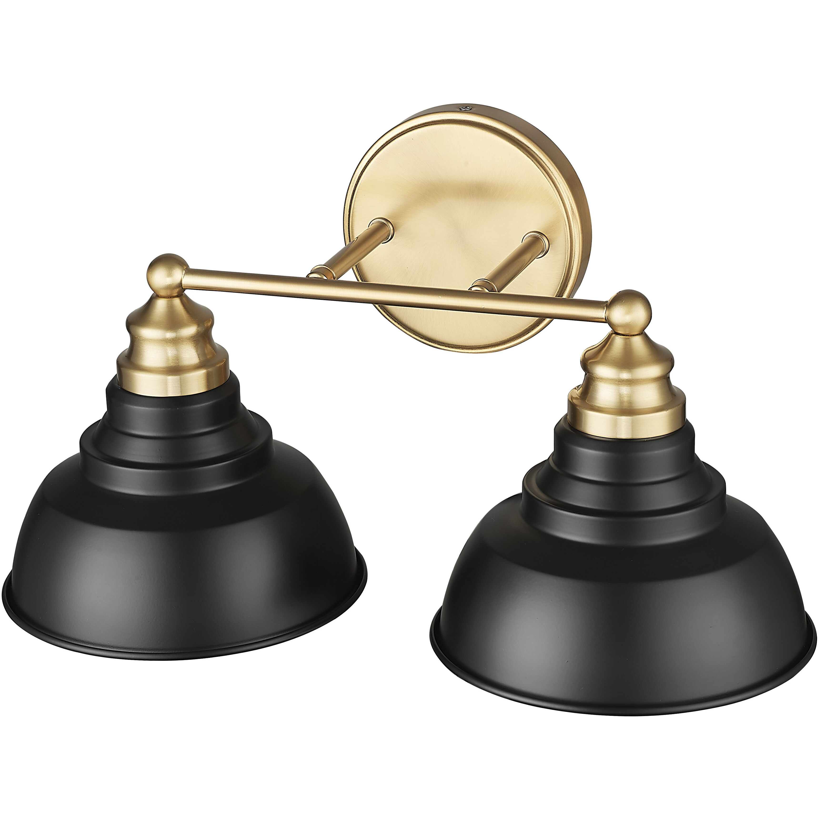 Bishop 2 Light 18 inch Matte Black and Brass Vanity Wall Light