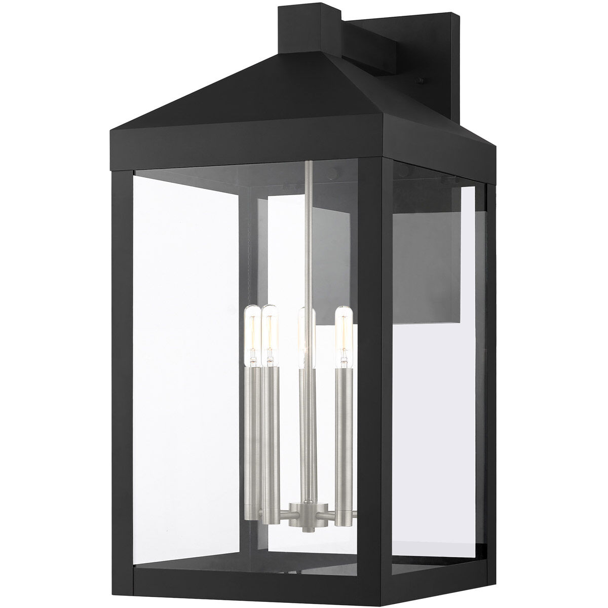 Nyack 5 Light 29 inch Black with Brushed Nickel Cluster Outdoor Wall Lantern