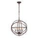 Globe 4 Light 15 inch Rust Chandelier Ceiling Light