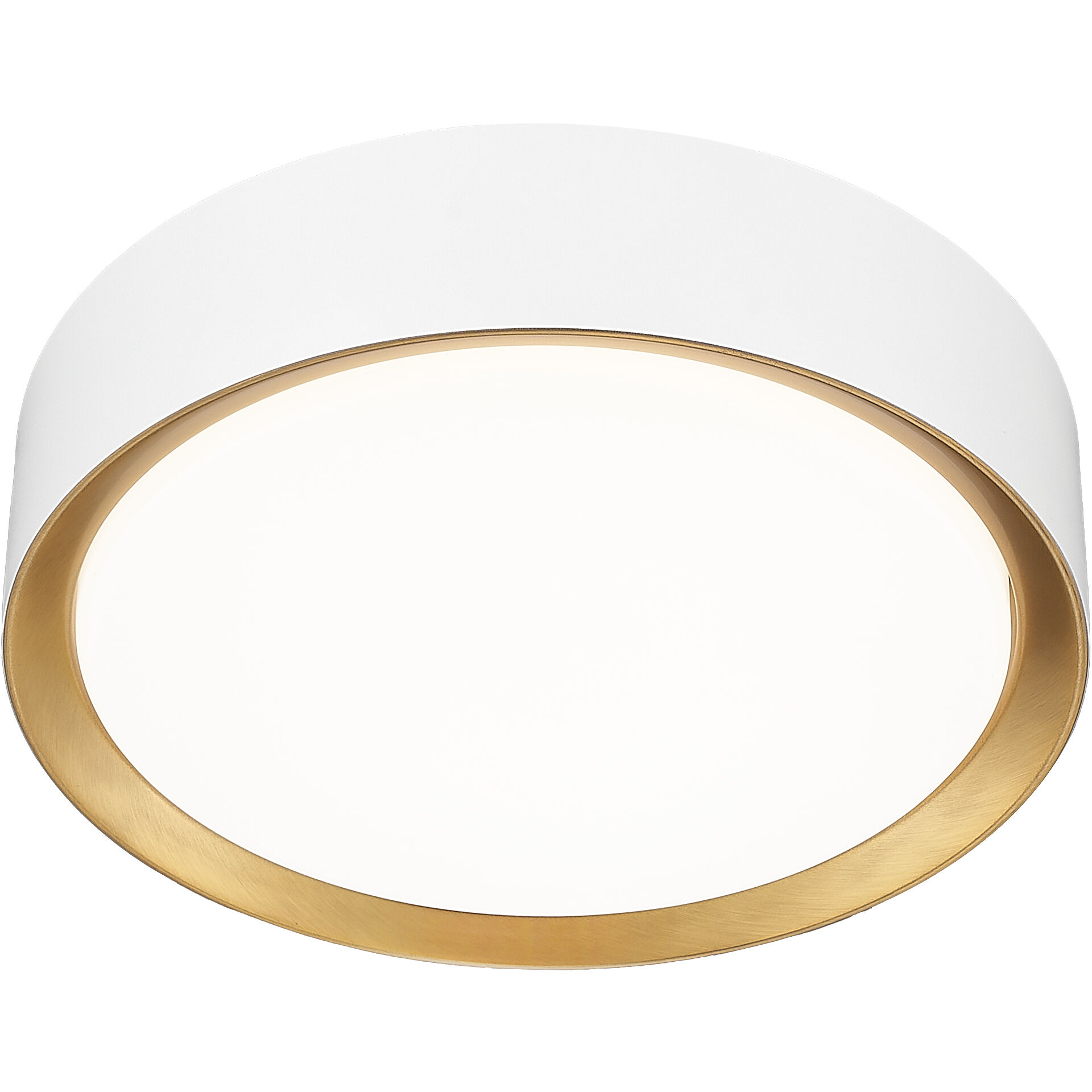 Kawan LED 12 inch Matte White and Modern Gold Flush Mount Ceiling Light