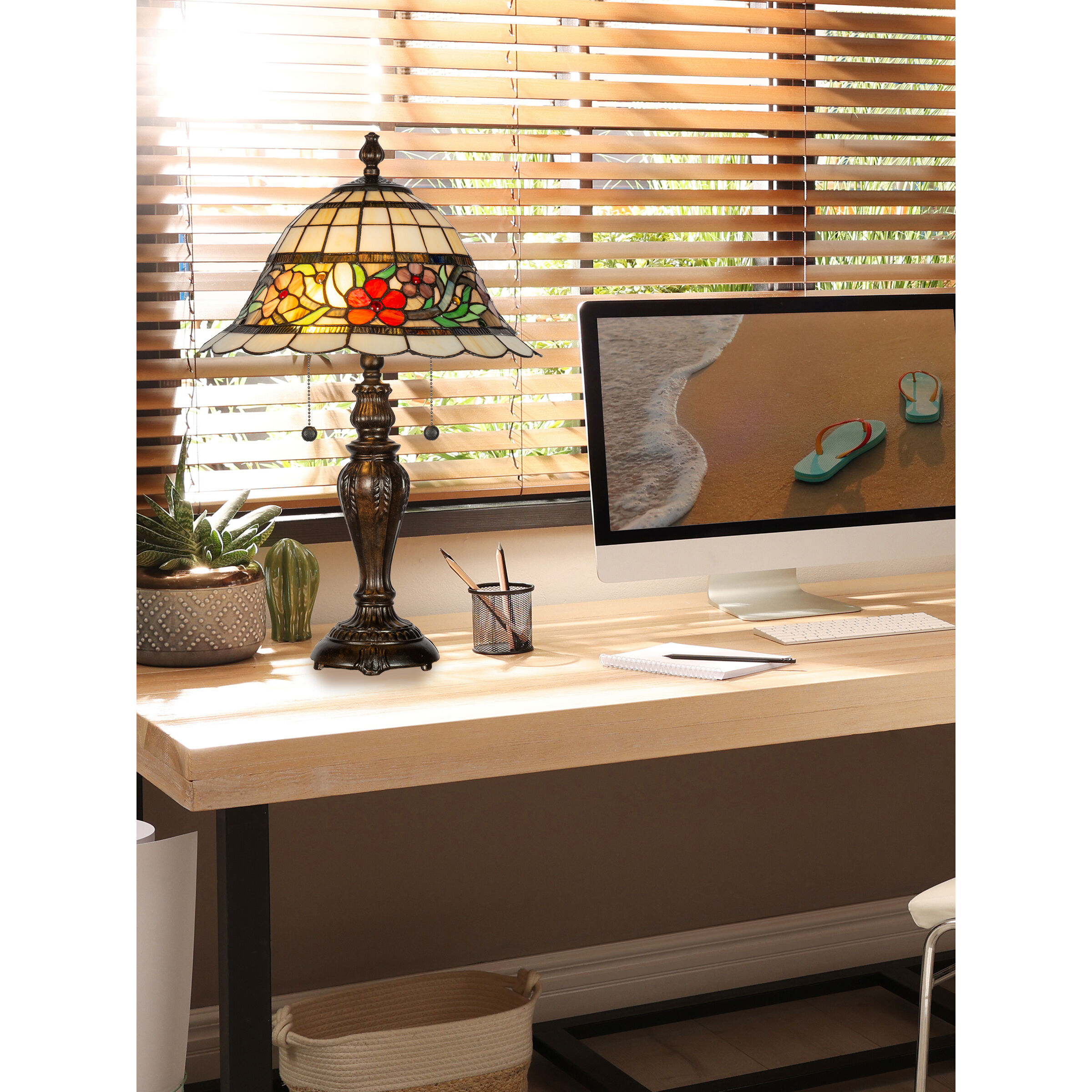 Seville Floral 25 inch 75.00 watt Antique Bronze Table Lamp Portable Light