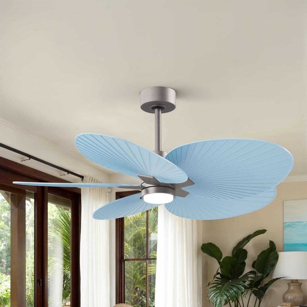Atlas Alessandra Tropical - LK 48 inch Brushed Nickel with Light Blue Blades Ceiling Fan
