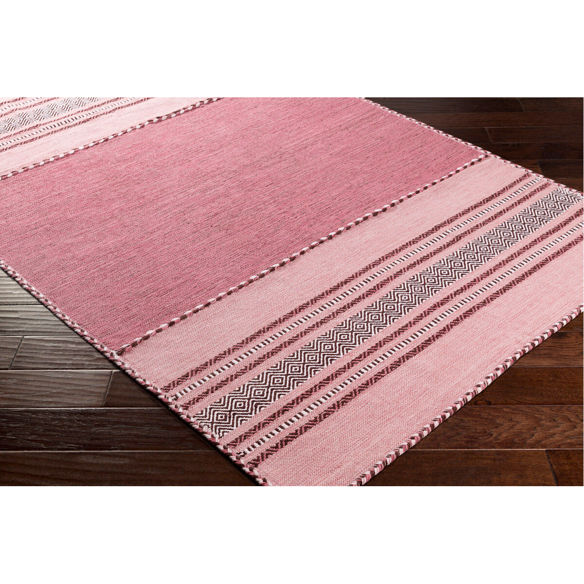 Trenza 120 X 96 inch Pale Pink/Bright Pink/Blush/White/Rose/Dark Brown Rugs, Rectangle