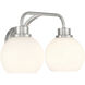 Contemporary 2 Light 16 inch Brushed Nickel Bathroom Vanity Light Wall Light