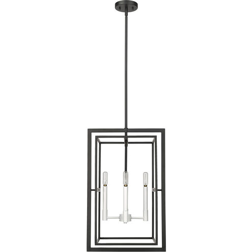 Milbank 4 Light 16 inch Black with White Candle Sleeves Pendant Ceiling Light