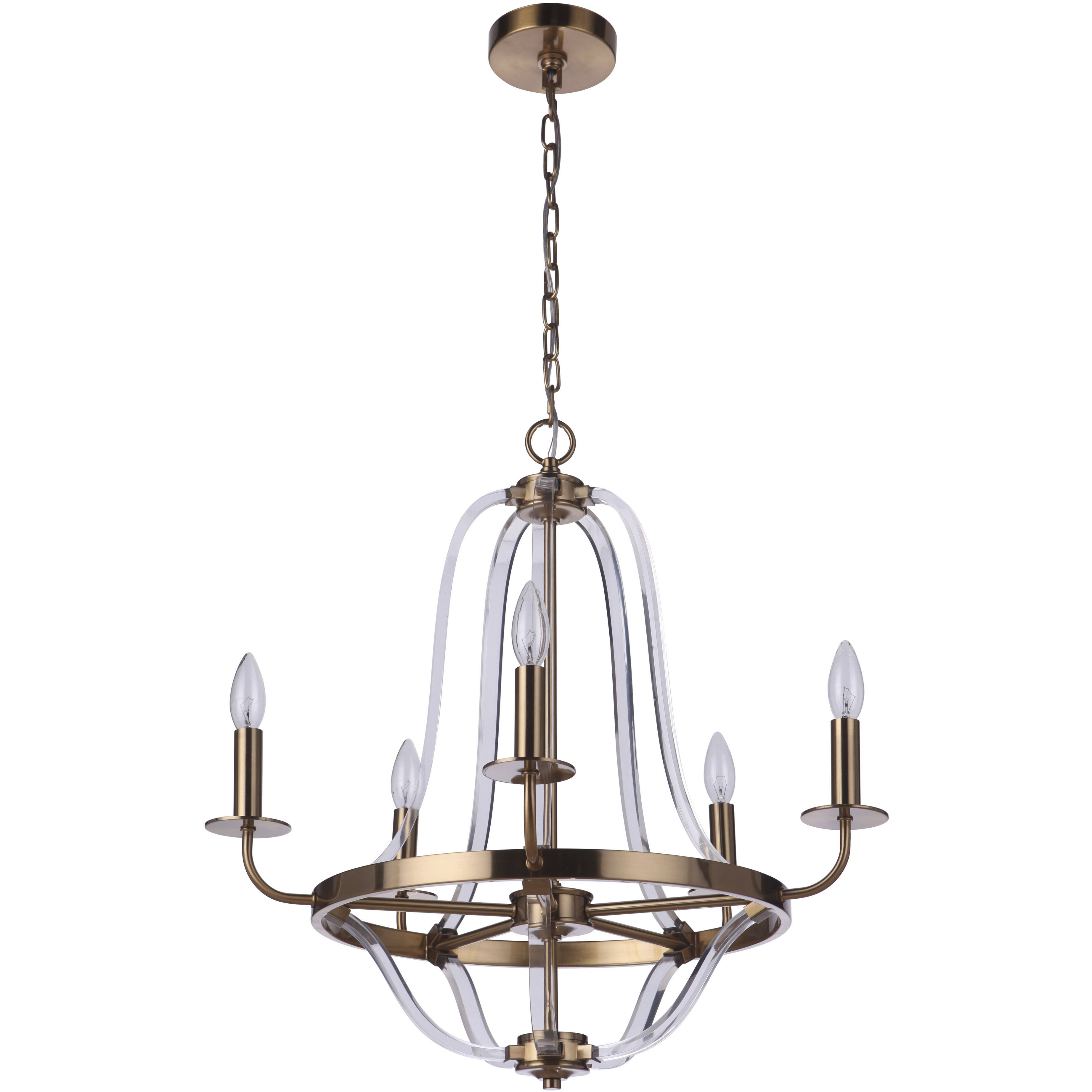 Graclyn 5 Light 24 inch Satin Brass Chandelier Ceiling Light