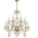 Traditional Crystal 12 Light 31 inch Polished Brass Chandelier Ceiling Light in Clear Italian