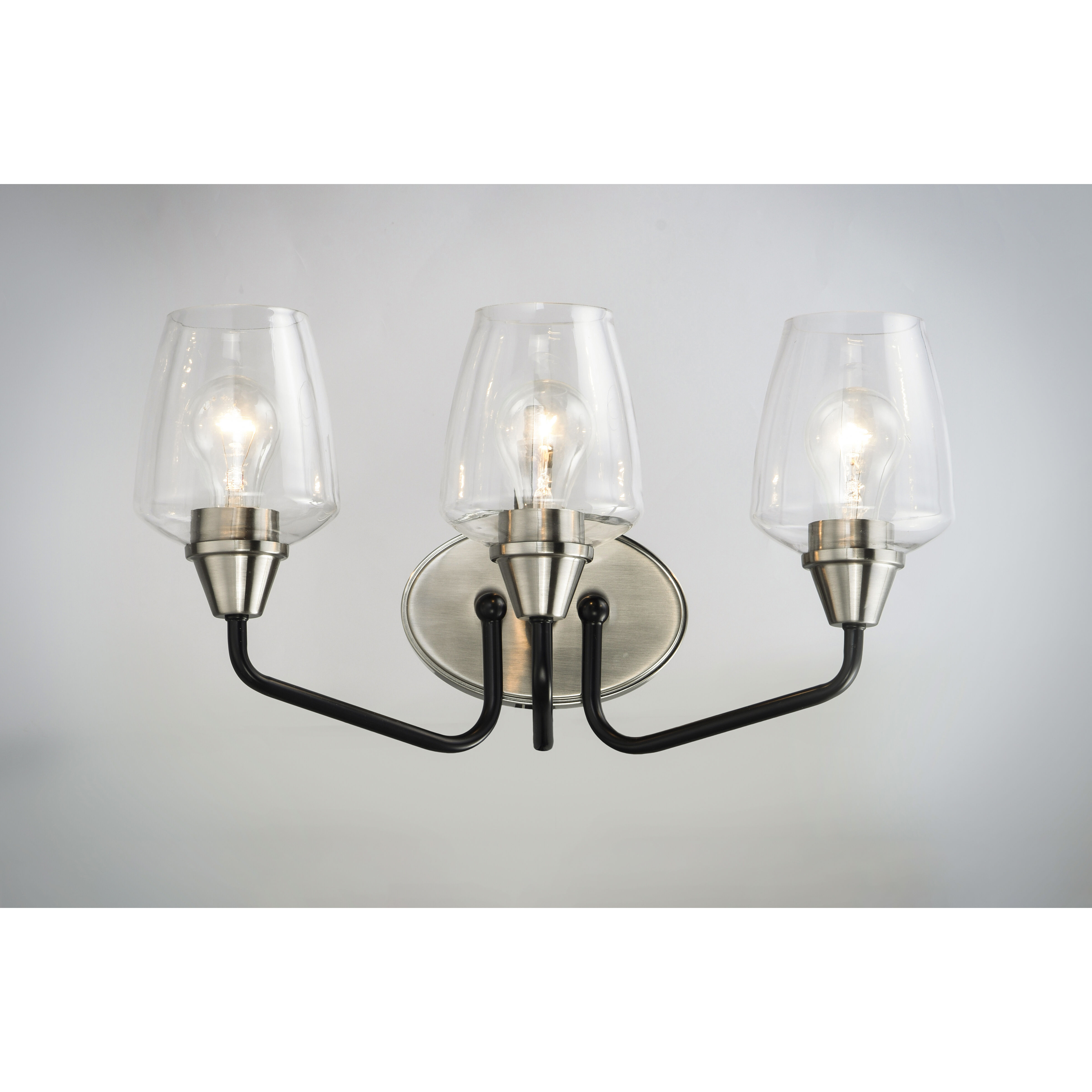 Goblet 3 Light 18 inch Black/Satin Nickel Bath Vanity Wall Light in Black and Satin Nickel
