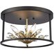 Clairvoyant 4 Light 14 inch Matte Black with Gold Flush Mount Ceiling Light