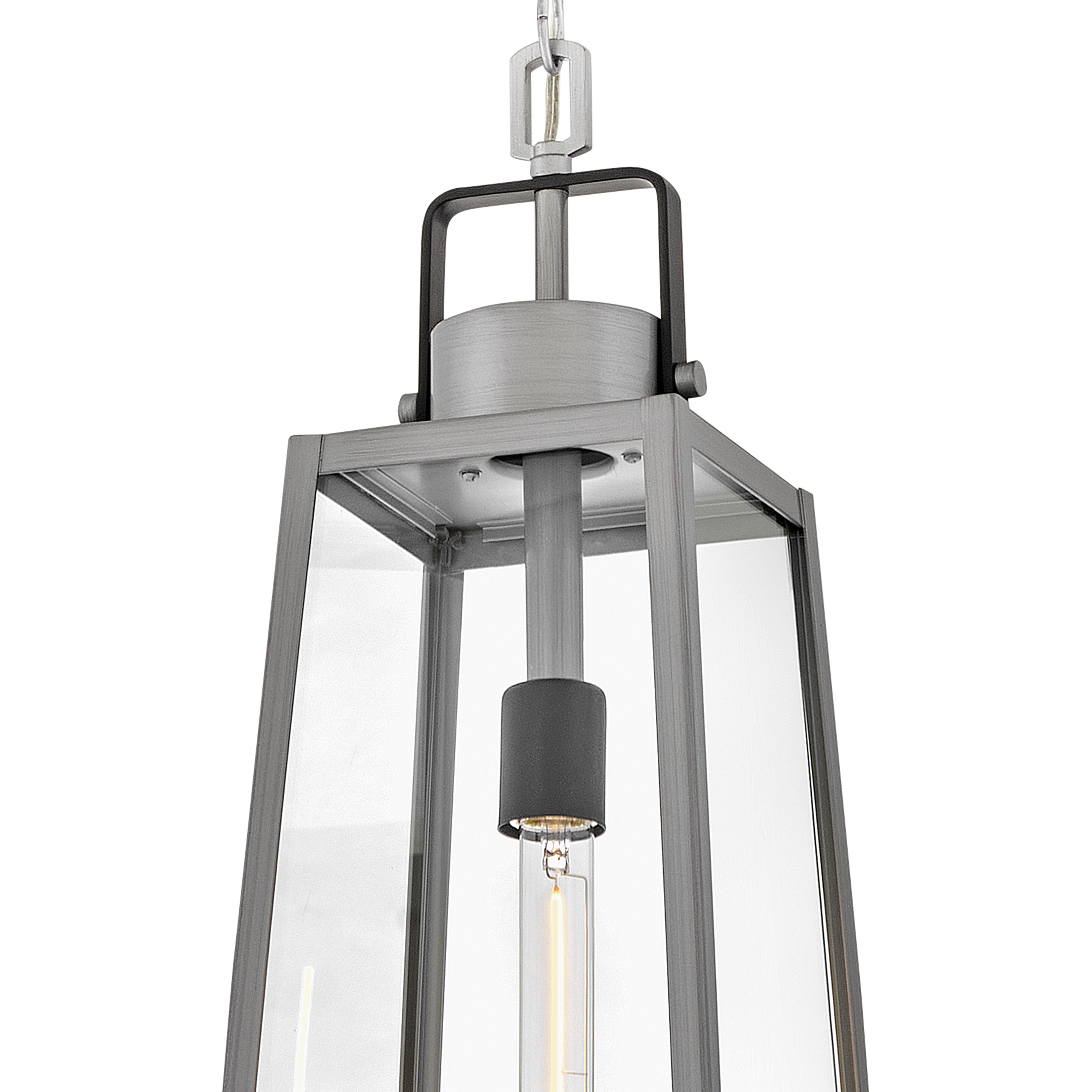 Hugh 1 Light 8.5 inch Antique Brushed Aluminum with Black Outdoor Hanging