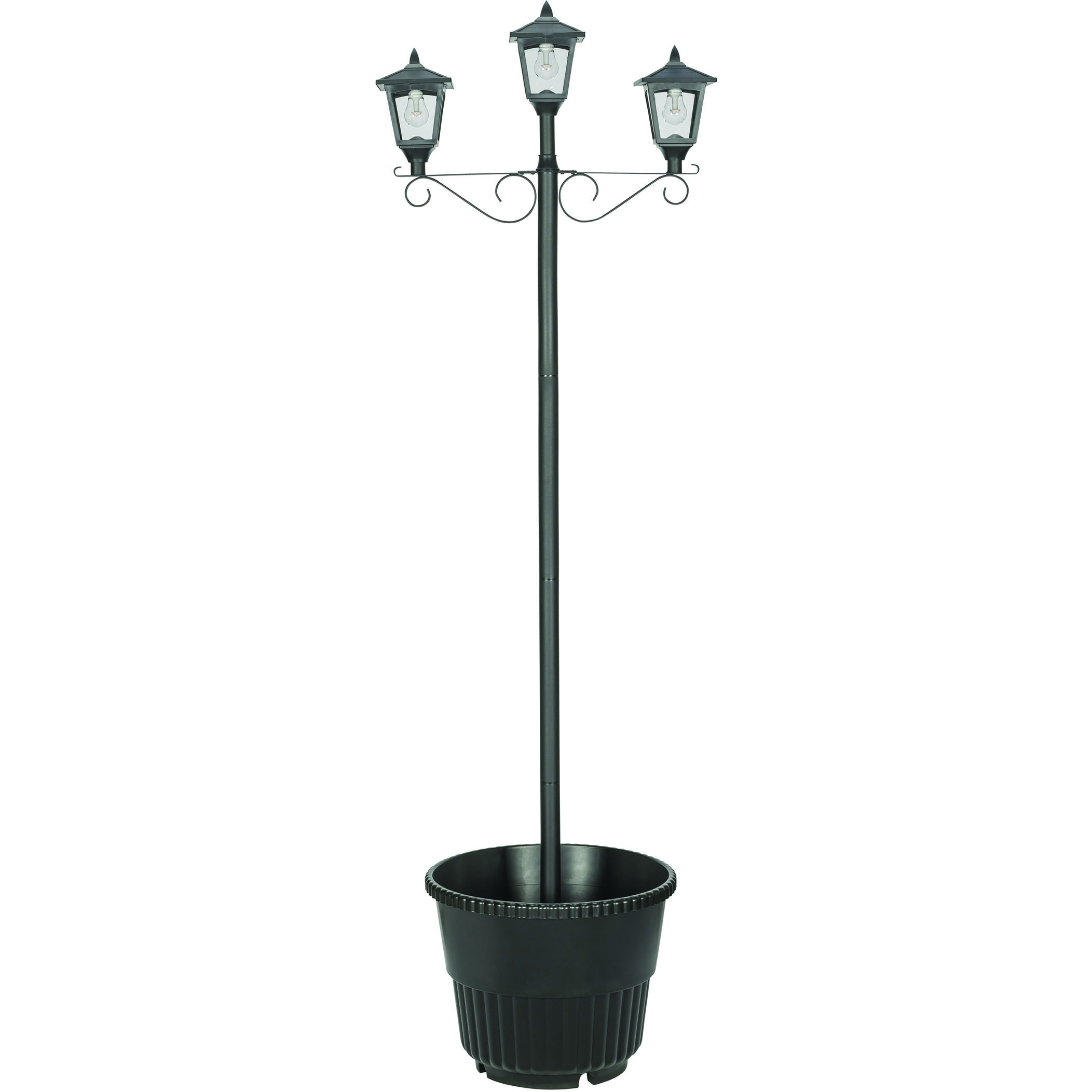 Triple Head 3 Light 78.5 inch Black Post Light, Solar