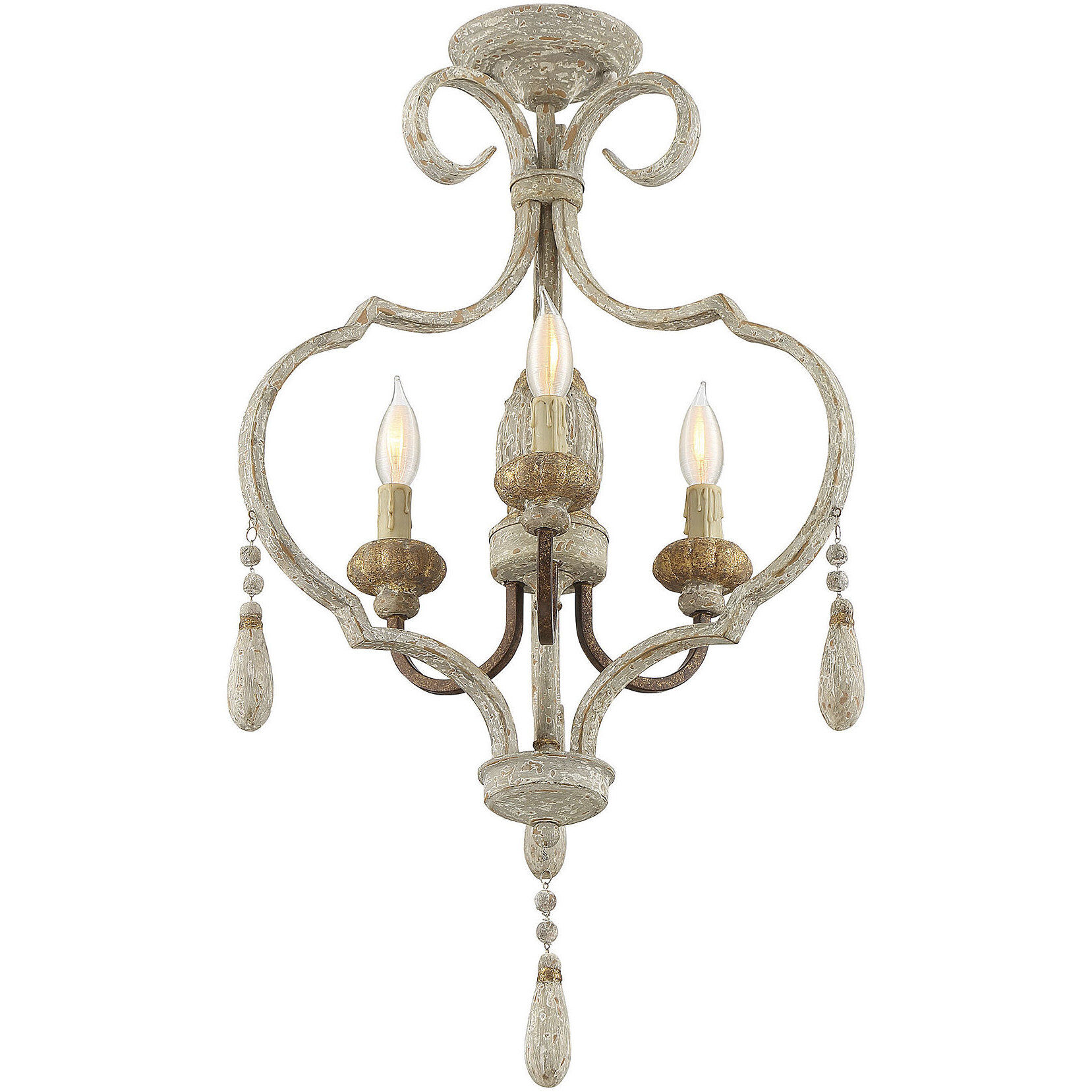 Dauphin 3 Light 18.75 inch Avignon Convertible Semi-Flush or Pendant Ceiling Light