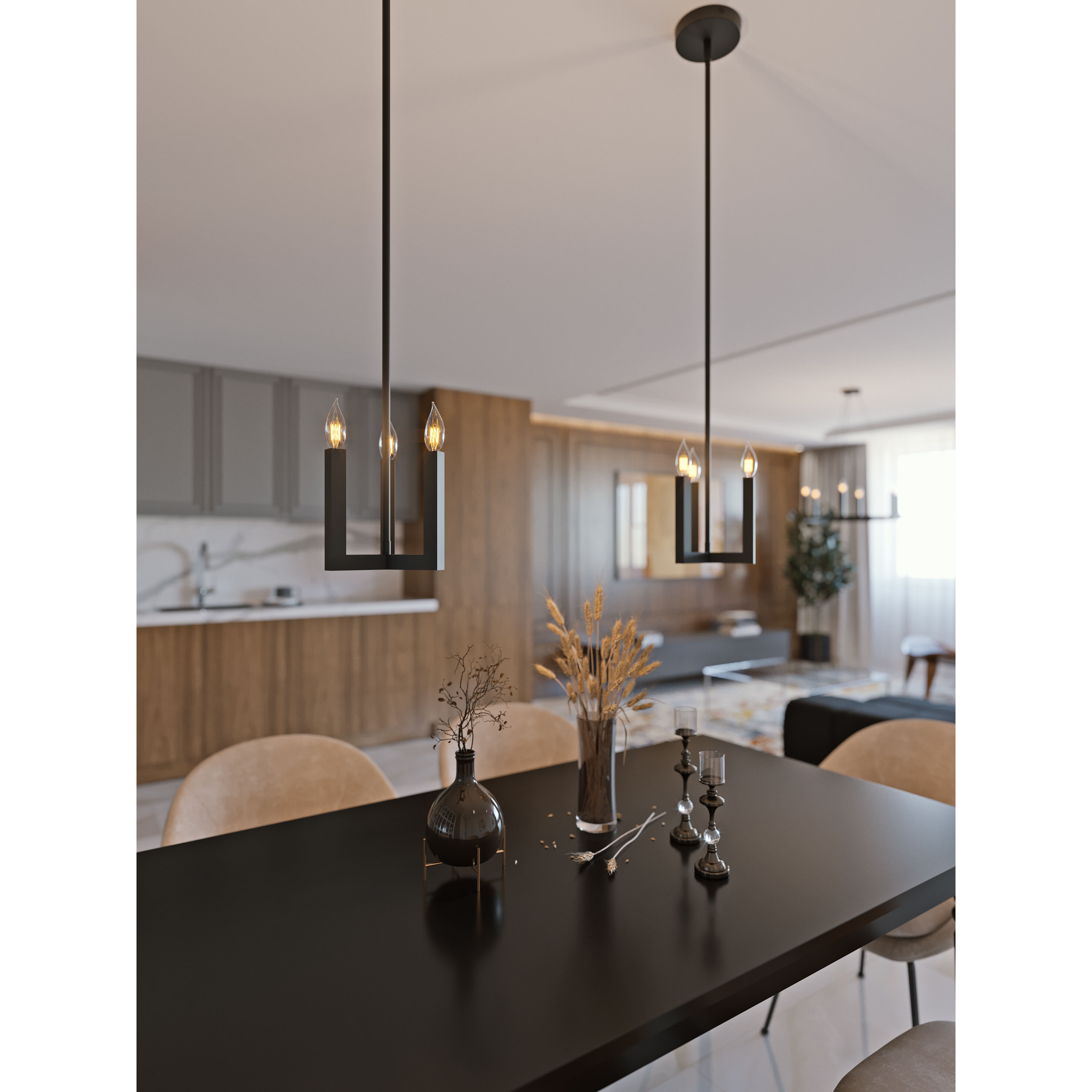 Grace 3 Light 7 inch Black Mini Pendant Ceiling Light