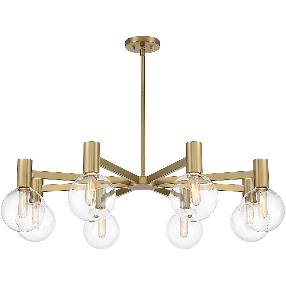 Wright 8 Light 40 inch Warm Brass Chandelier Ceiling Light