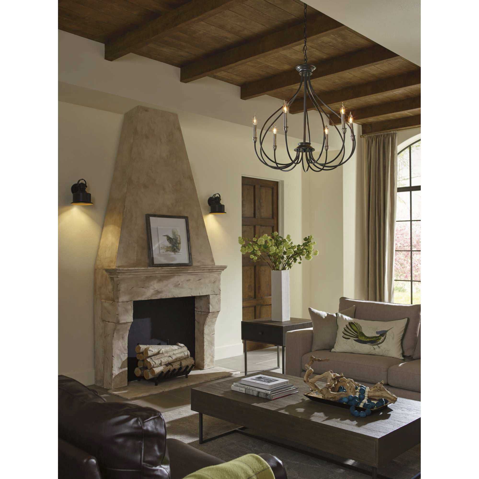 Whisp 6 Light 28 inch Graphite Chandelier Ceiling Light