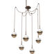Cabochon LED 14.1 inch Burnished Bronze with White Marble Swag Multi-Pendant Ceiling Light in 2700K LED
