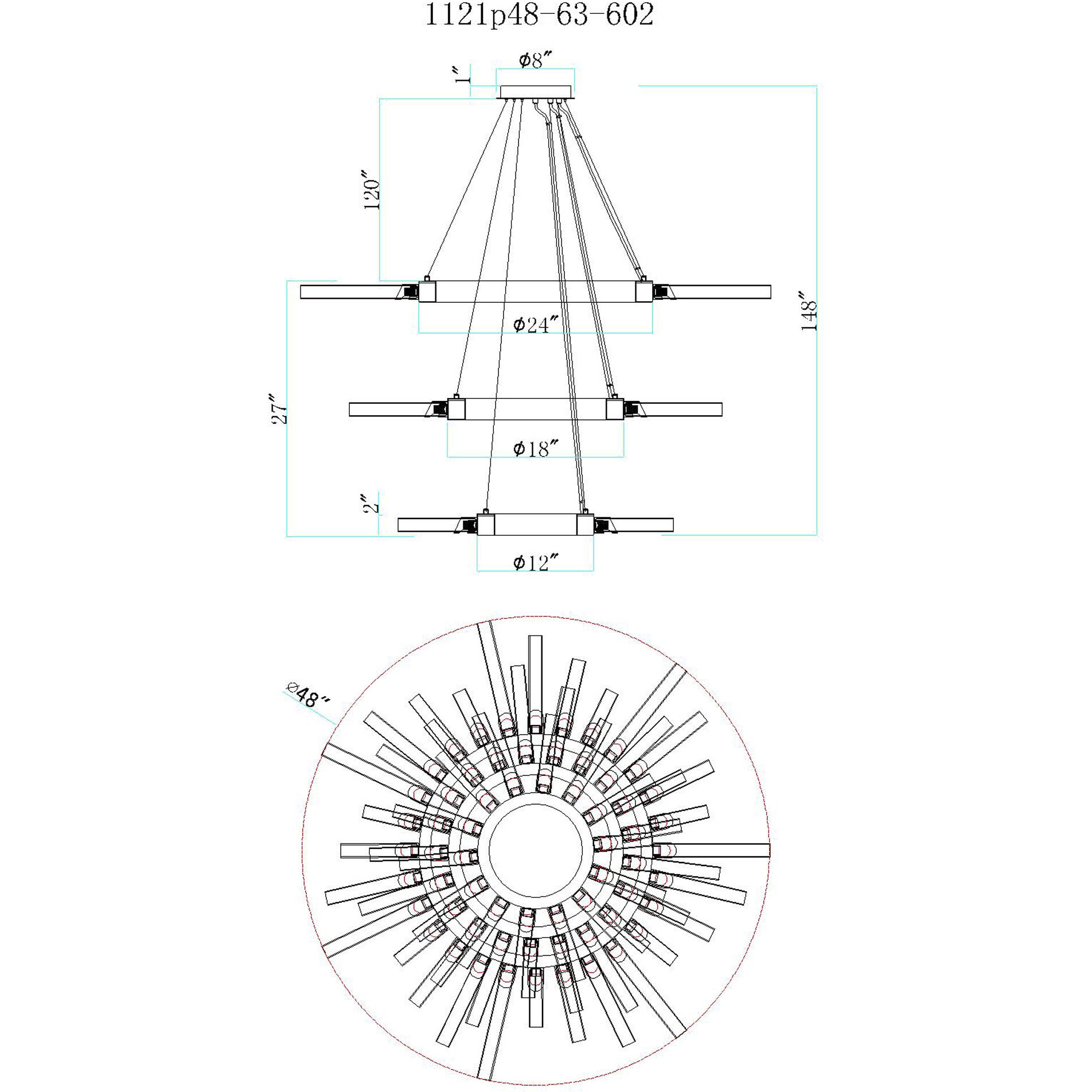 Collar LED 48 inch Satin Gold Chandelier Ceiling Light
