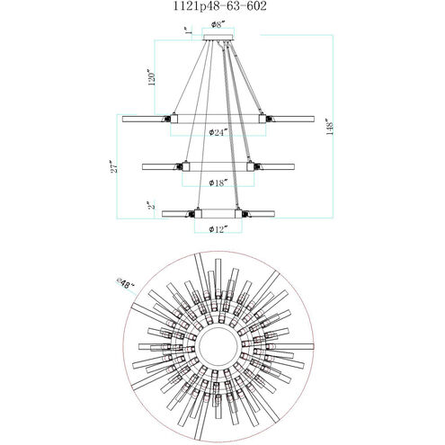 Collar LED 48 inch Satin Gold Chandelier Ceiling Light