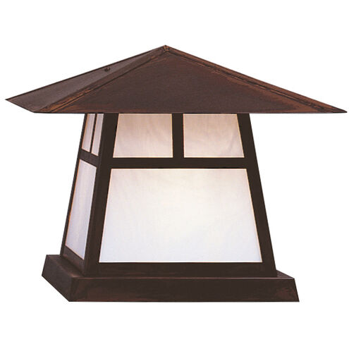 Carmel 1 Light 12.38 inch Verdigris Patina Column Mount in Almond Mica, T-Bar Overlay