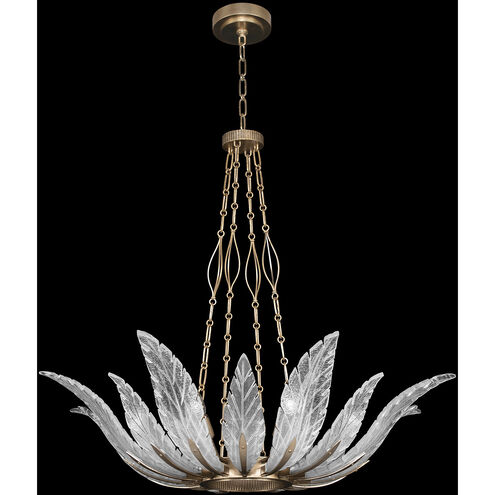 Plume 8 Light 39 inch Gold Pendant Ceiling Light in White Feathers Studio Glass