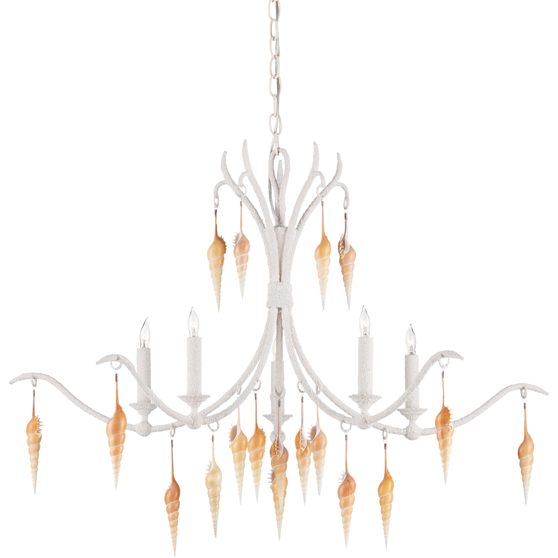 Arcachon 5 Light 39 inch Crushed Shell and Natural with Vanilla Chandelier Ceiling Light