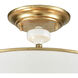 Ceramique 3 Light 16 inch Antique Gold Leaf Semi Flush Mount Ceiling Light