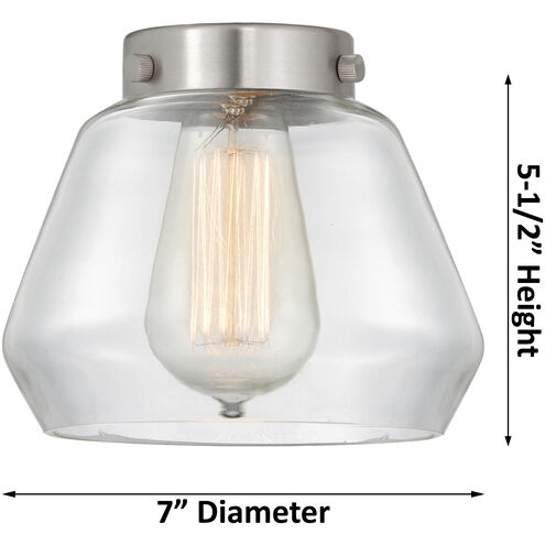 Fulton 1 Light 7 inch Brushed Satin Nickel Mini Pendant Ceiling Light in Light Smoke Glass