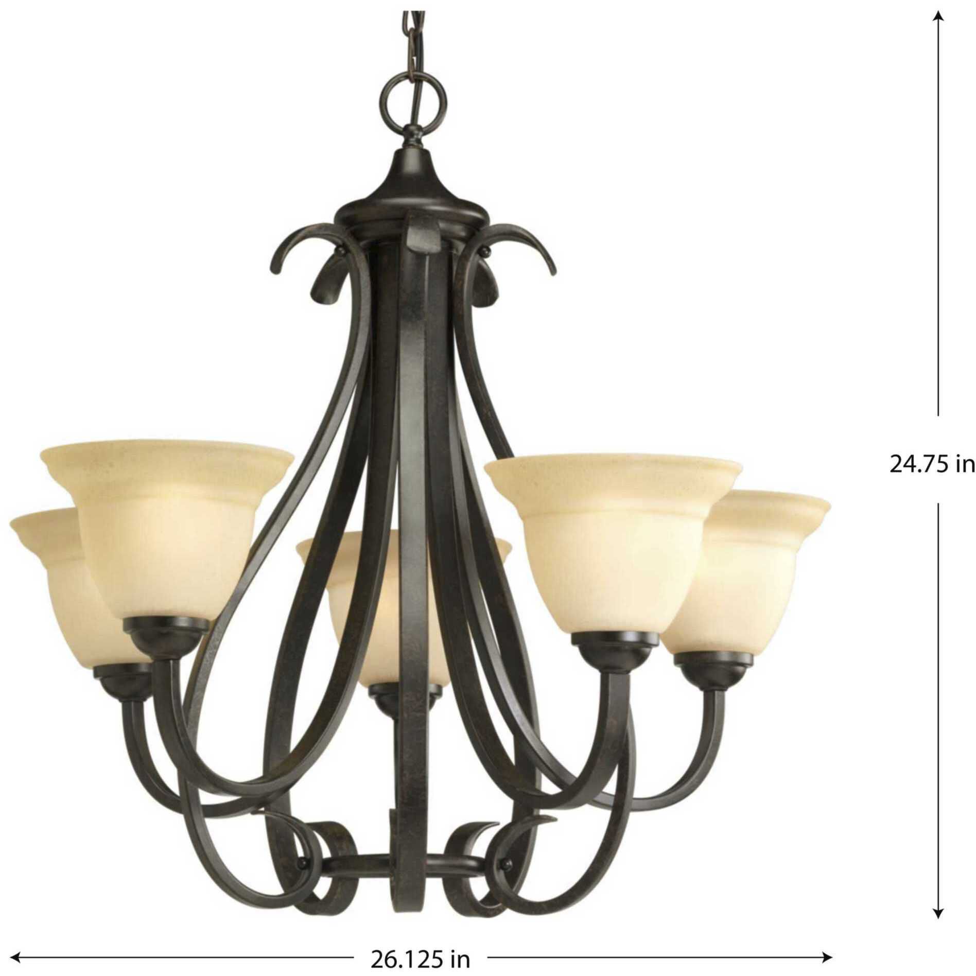 Torino 5 Light 26.13 inch Forged Bronze Chandelier Ceiling Light